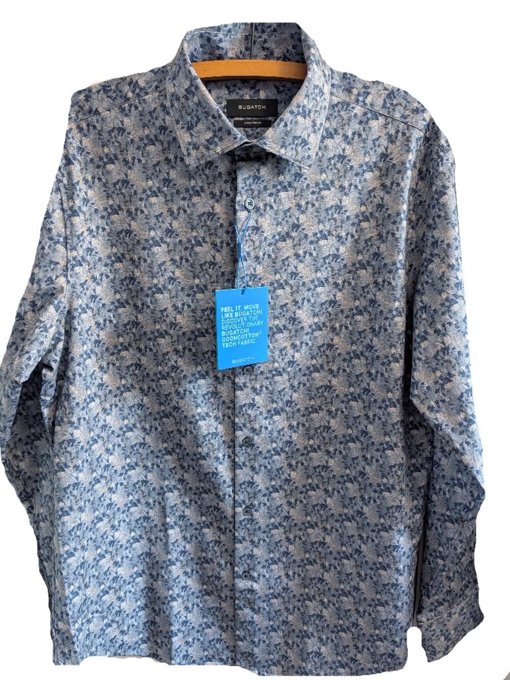 Bugatchi Blue Mens long sleeve button down dress shirt Large